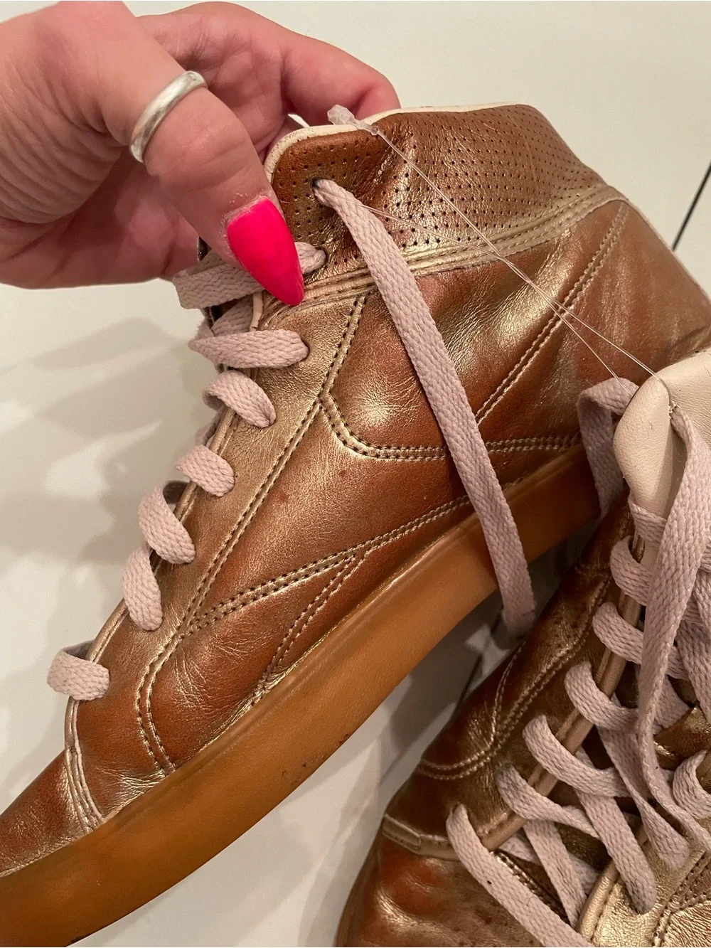 Reebok Metallic Rose Gold High-Top Sneakers